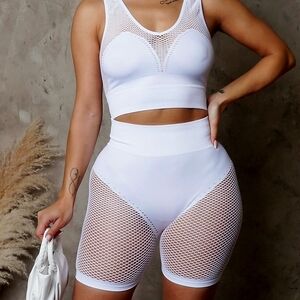 White Mesh Activewear Set